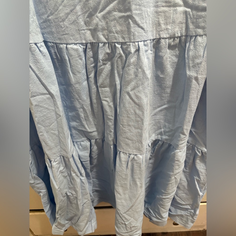 NWT SHEIN Curve 4XL Light Blue Tiered Puff-Sleeve Cotton Dress - Picture 8 of 9